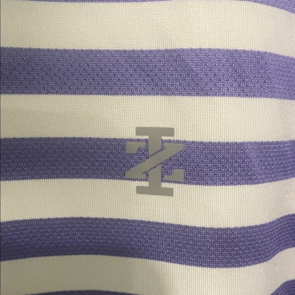 Men's IZOD GOLF Striped Polo Shirt - Purple and White/ size L
